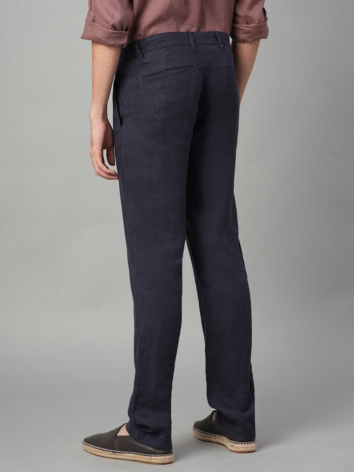 Men's 100% Linen Side Pocket Pants Navy