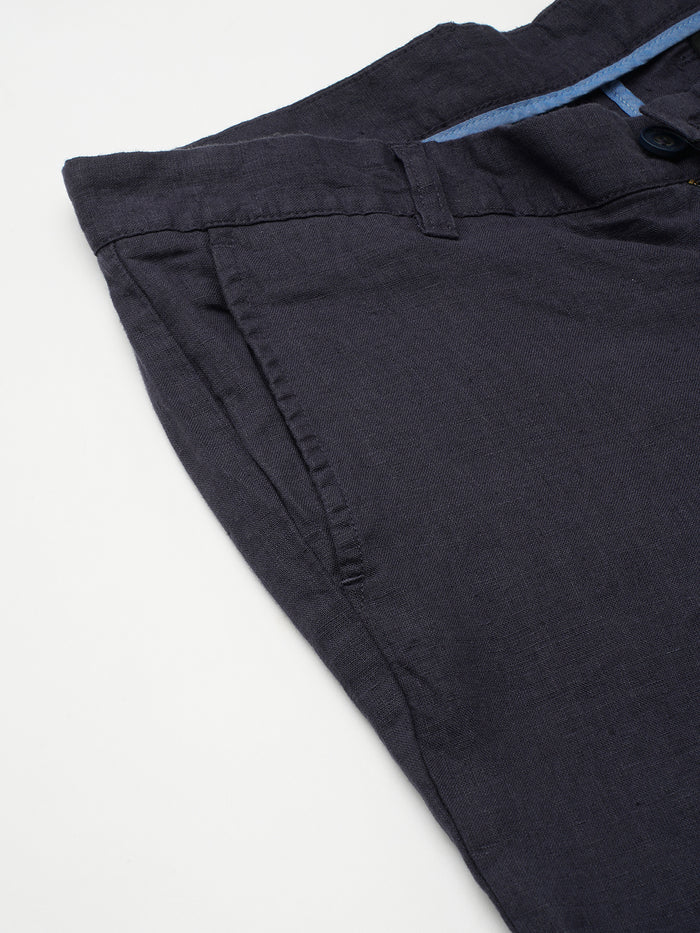 Men's 100% Linen Side Pocket Pants Navy