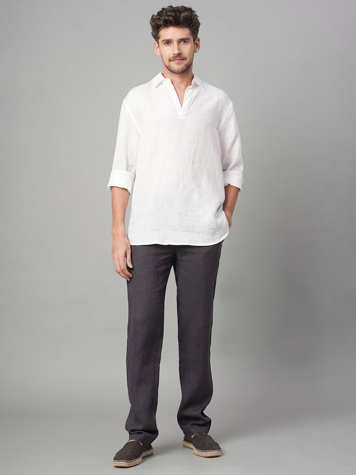Men's 100% Linen Side Pocket Pants Slate