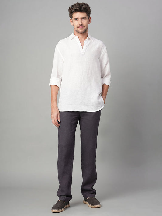 Men's 100% Linen Side Pocket Pants Slate