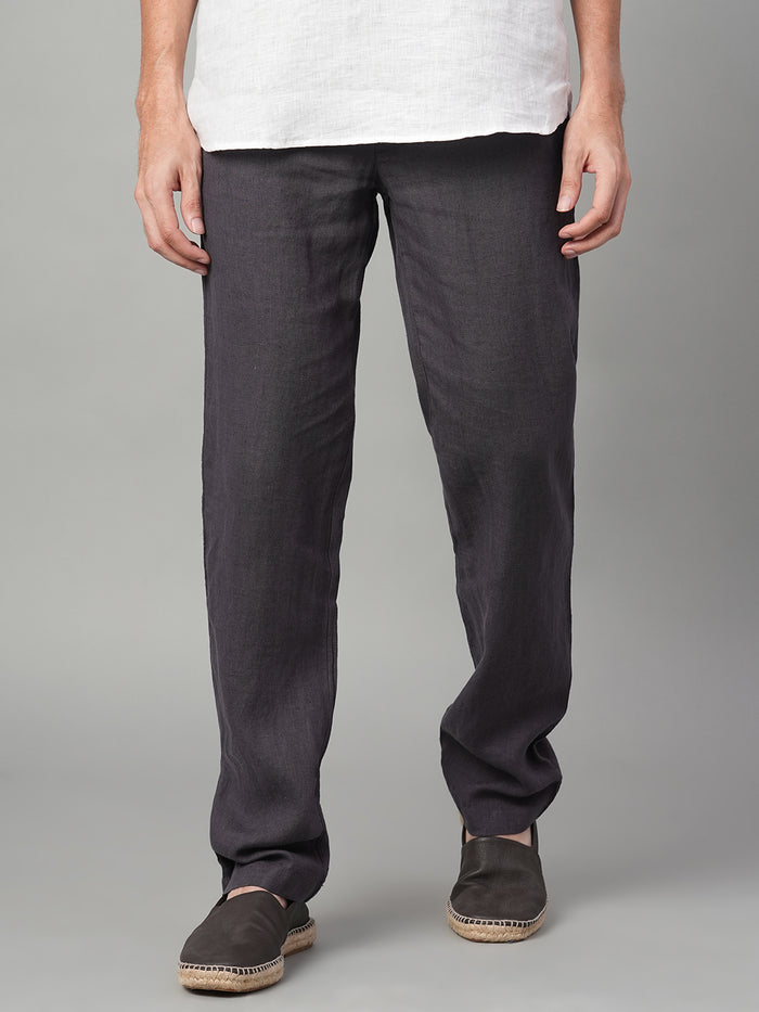 Men's 100% Linen Side Pocket Pants Slate