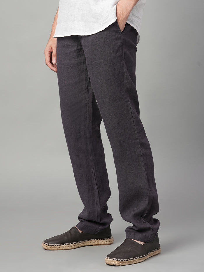 Men's 100% Linen Side Pocket Pants Slate