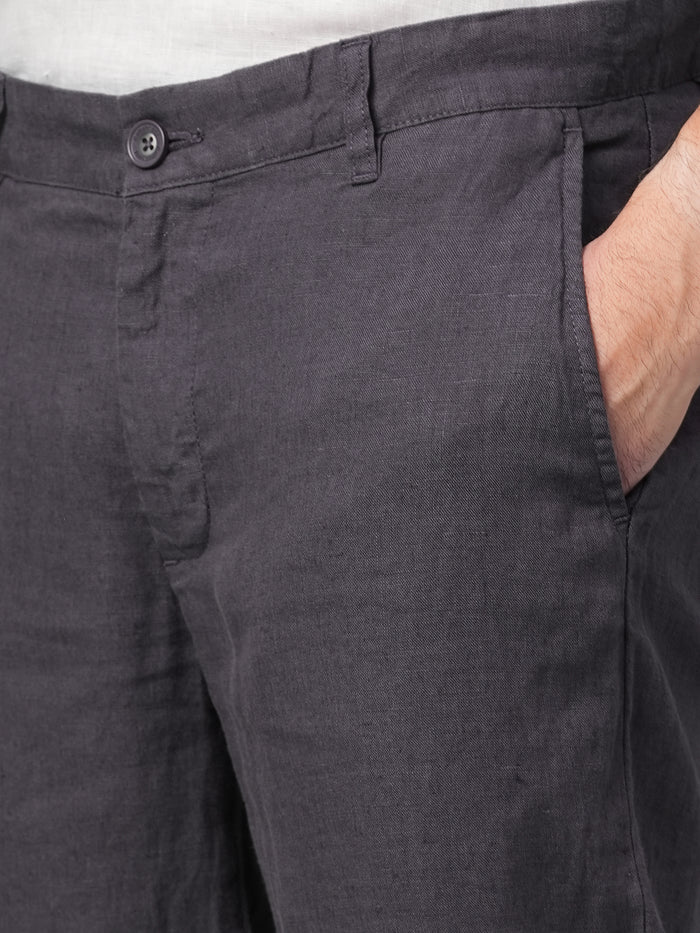 Men's 100% Linen Side Pocket Pants Slate