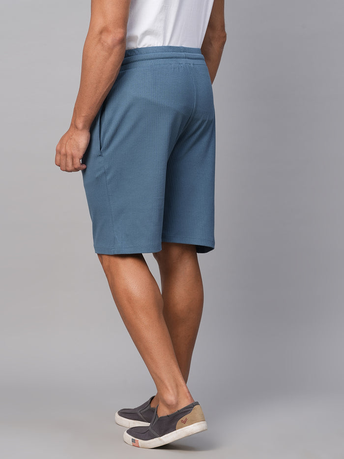 Men's Cotton Elastane Regular Fit Shorts Blue
