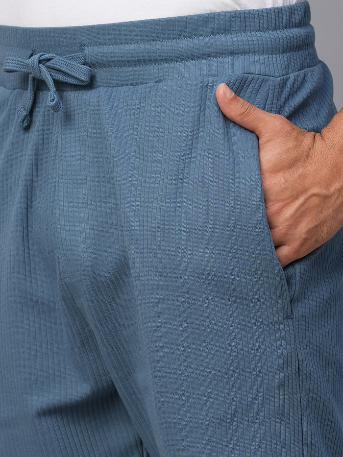 Men's Cotton Elastane Regular Fit Shorts Blue
