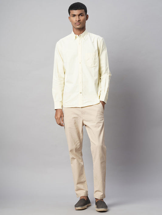 Men's Cotton Lycra Slim Fit Pant Beige