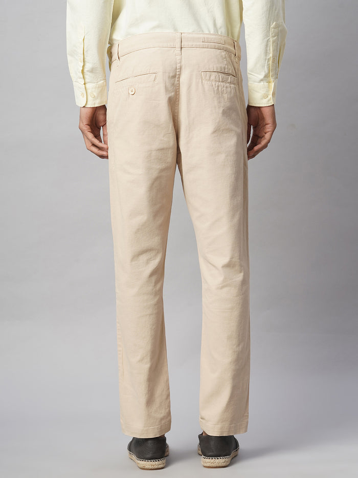 Men's Cotton Lycra Slim Fit Pant Beige