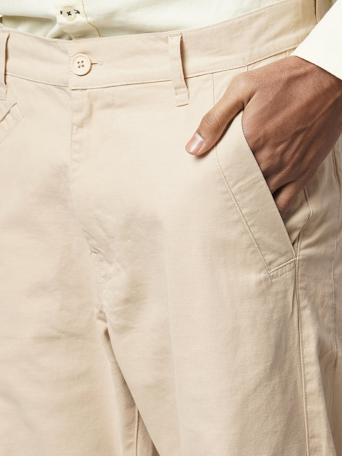 Men's Cotton Lycra Slim Fit Pant Beige