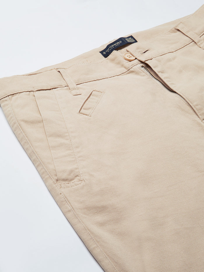 Men's Cotton Lycra Slim Fit Pant Beige