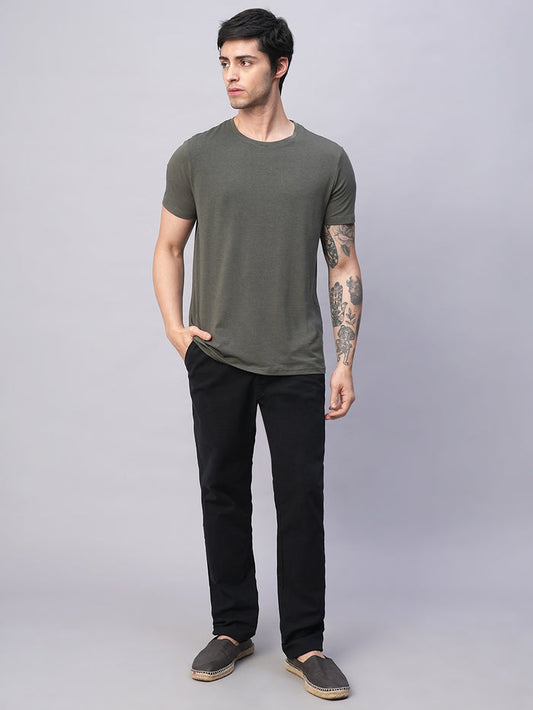 Men's Cotton Lycra Slim Fit Pant Black