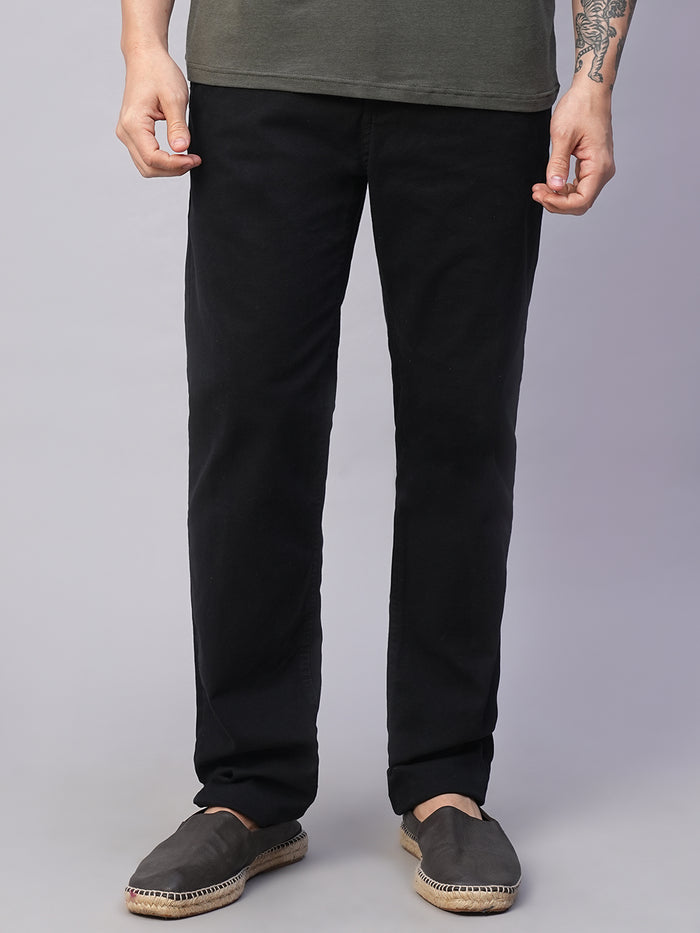 Men's Cotton Lycra Slim Fit Pant Black