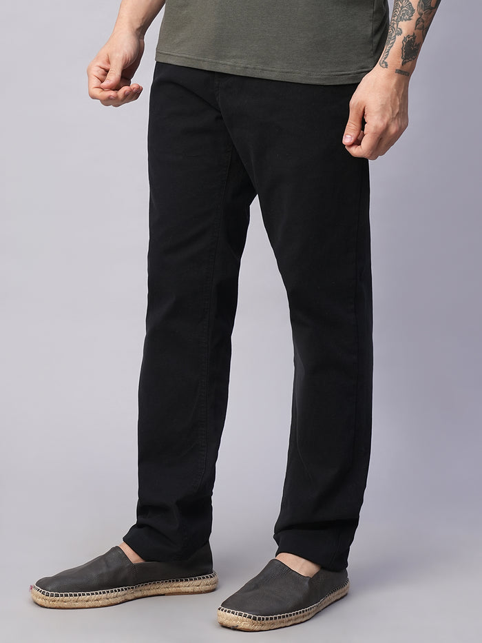 Men's Cotton Lycra Slim Fit Pant Black
