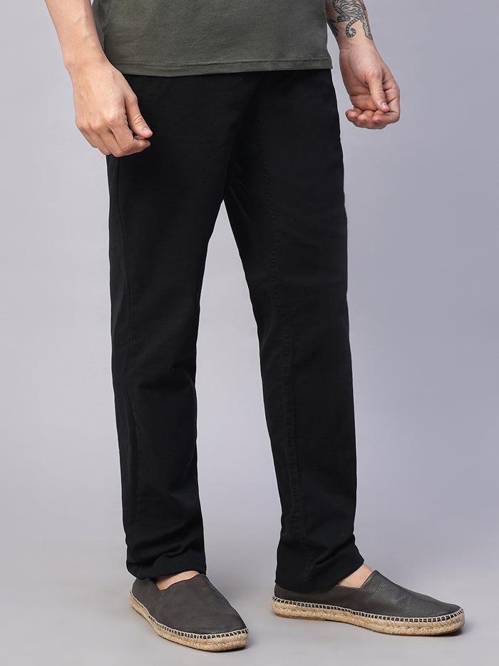 Men's Cotton Lycra Slim Fit Pant Black