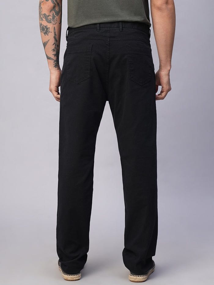 Men's Cotton Lycra Slim Fit Pant Black