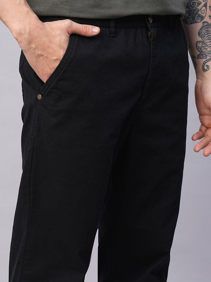 Men's Cotton Lycra Slim Fit Pant Black