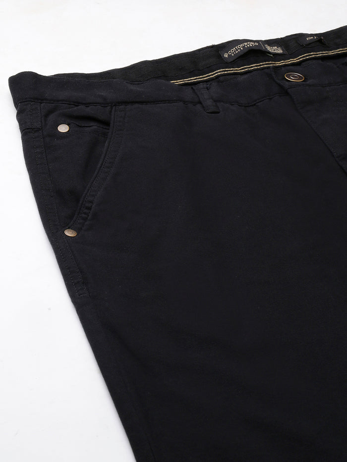 Men's Cotton Lycra Slim Fit Pant Black