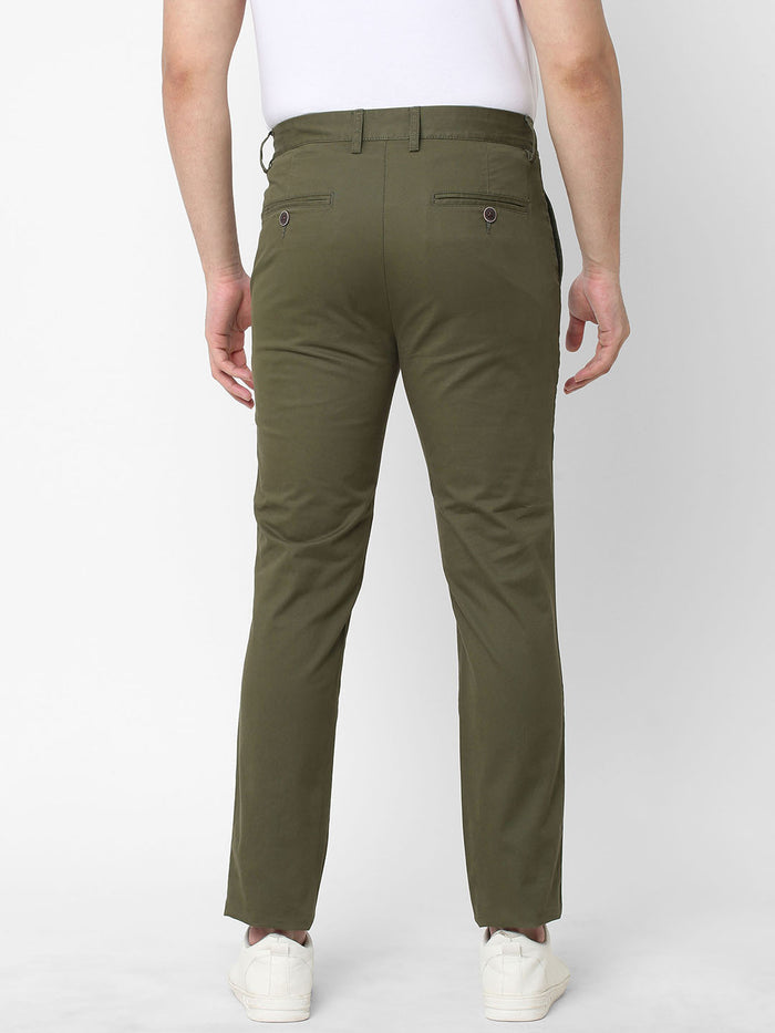 Men's Cotton Lycra Slim Fit Pant Olive