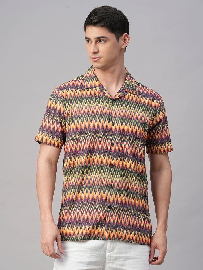 Men's Cotton Regular Fit Shirt Orange