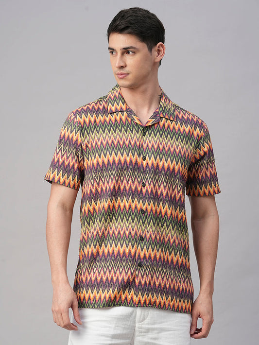 Men's Cotton Regular Fit Shirt Orange