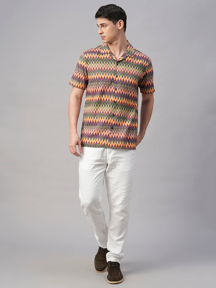 Men's Cotton Regular Fit Shirt Orange