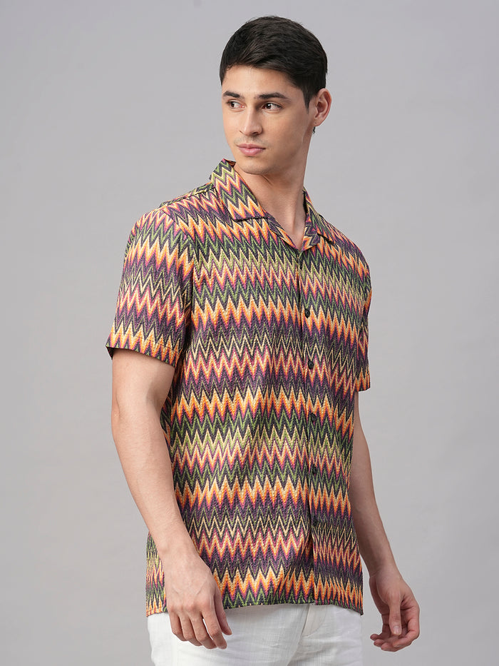 Men's Cotton Regular Fit Shirt Orange