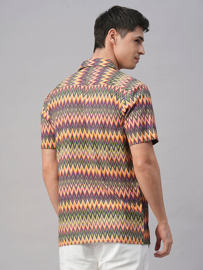 Men's Cotton Regular Fit Shirt Orange