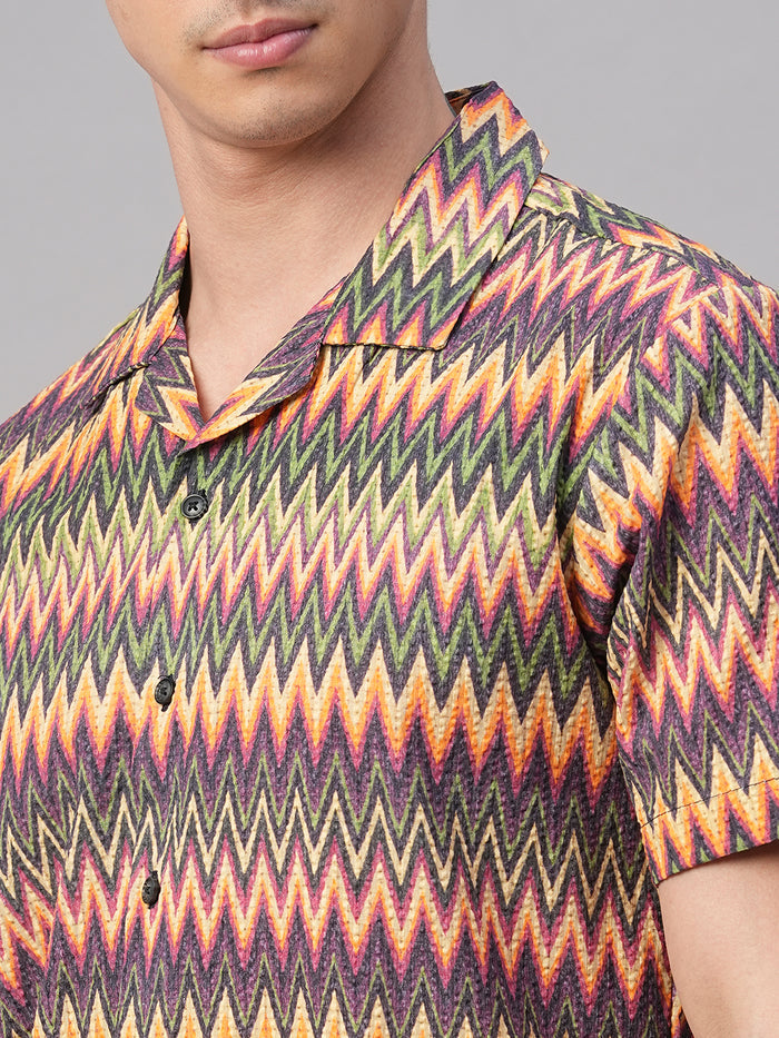 Men's Cotton Regular Fit Shirt Orange