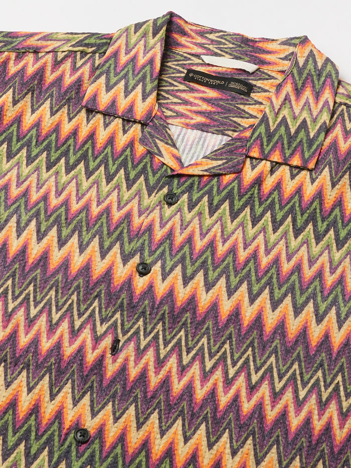 Men's Cotton Regular Fit Shirt Orange