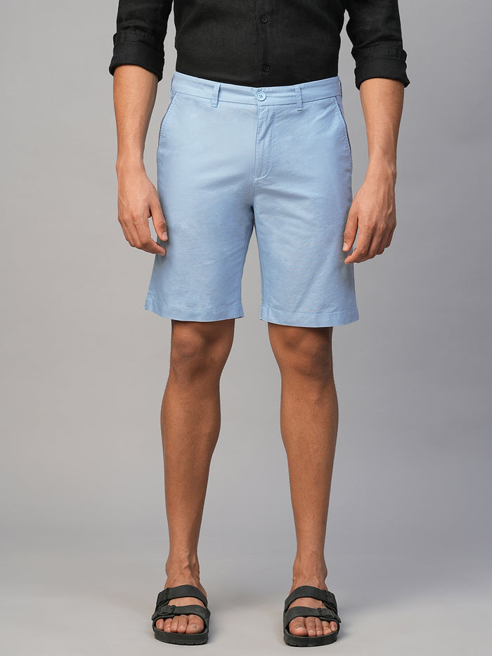 Men's Cotton Regular Fit Solid Shorts Blue