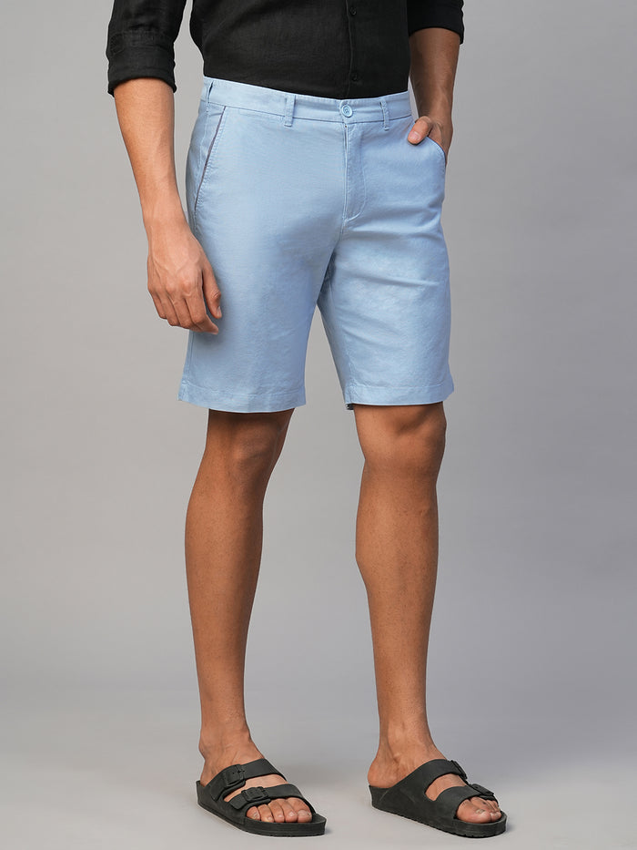 Men's Cotton Regular Fit Solid Shorts Blue