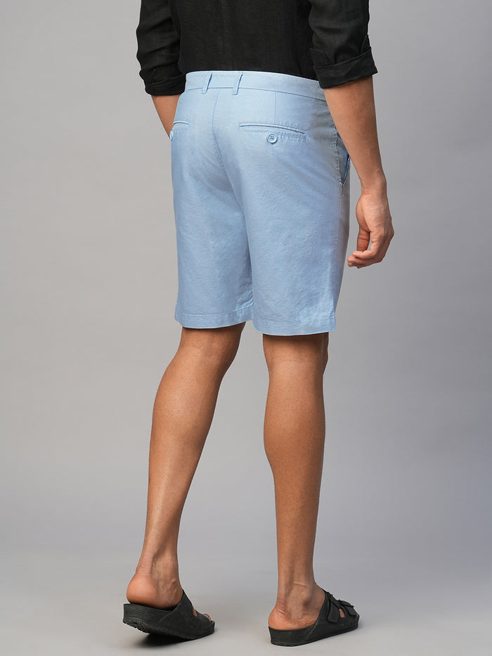 Men's Cotton Regular Fit Solid Shorts Blue
