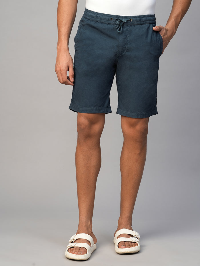 Men's Cotton Regular Fit Solid Shorts Navy