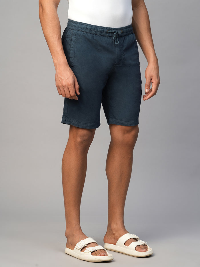 Men's Cotton Regular Fit Solid Shorts Navy