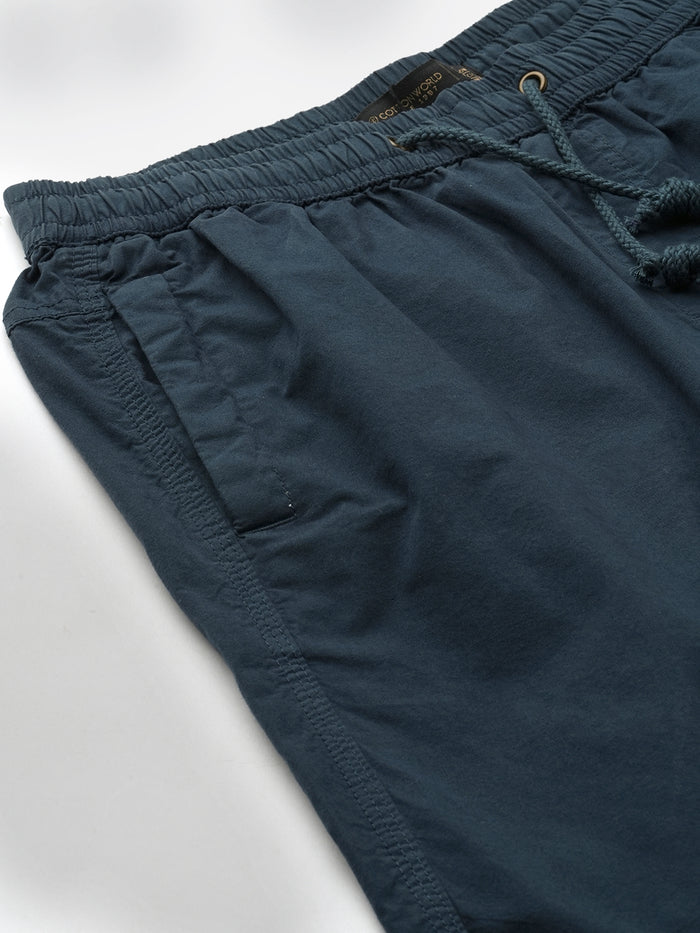 Men's Cotton Regular Fit Solid Shorts Navy