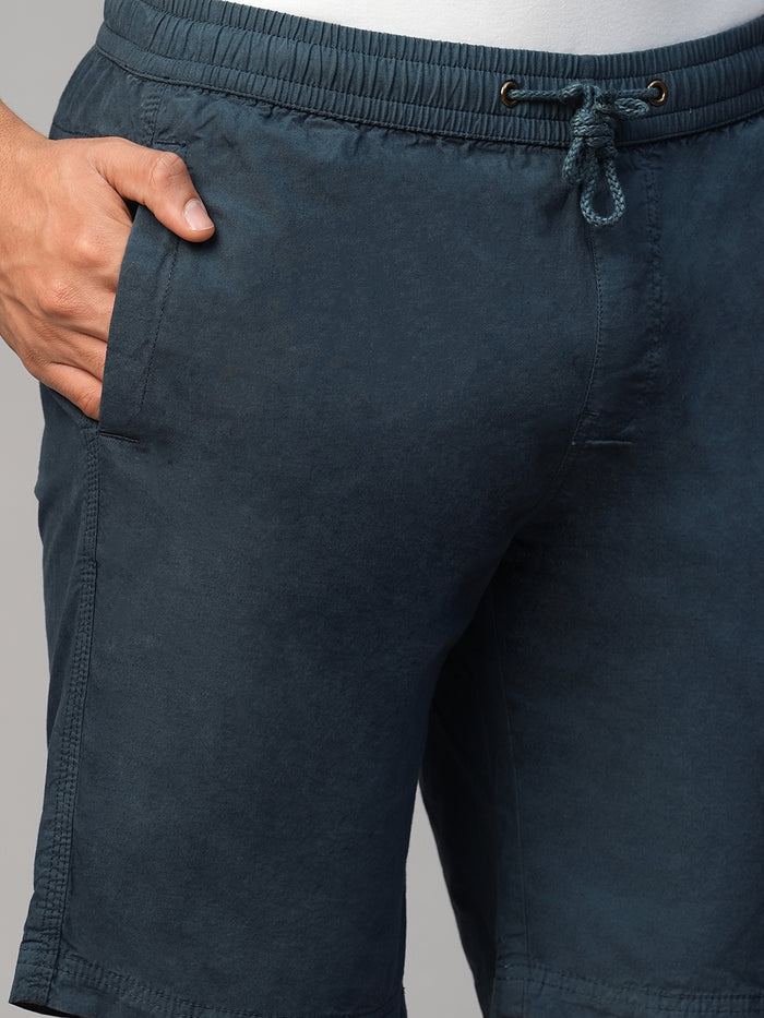 Men's Cotton Regular Fit Solid Shorts Navy
