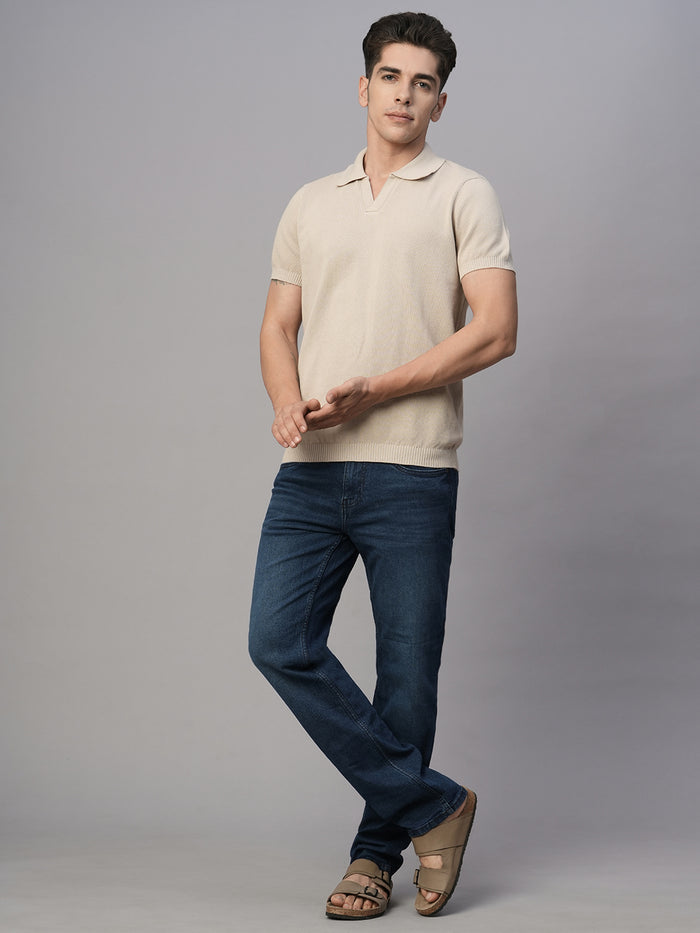 Men's Cotton Regular Fit Tshirt Beige