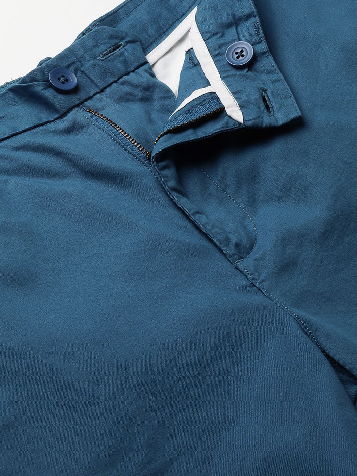 Men's Dark Blue Cotton Regular Fit Shorts