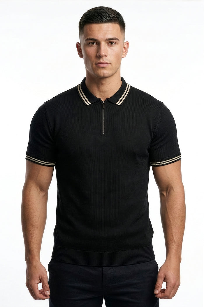 Men's Half-Zip Knit Polo Sweater
