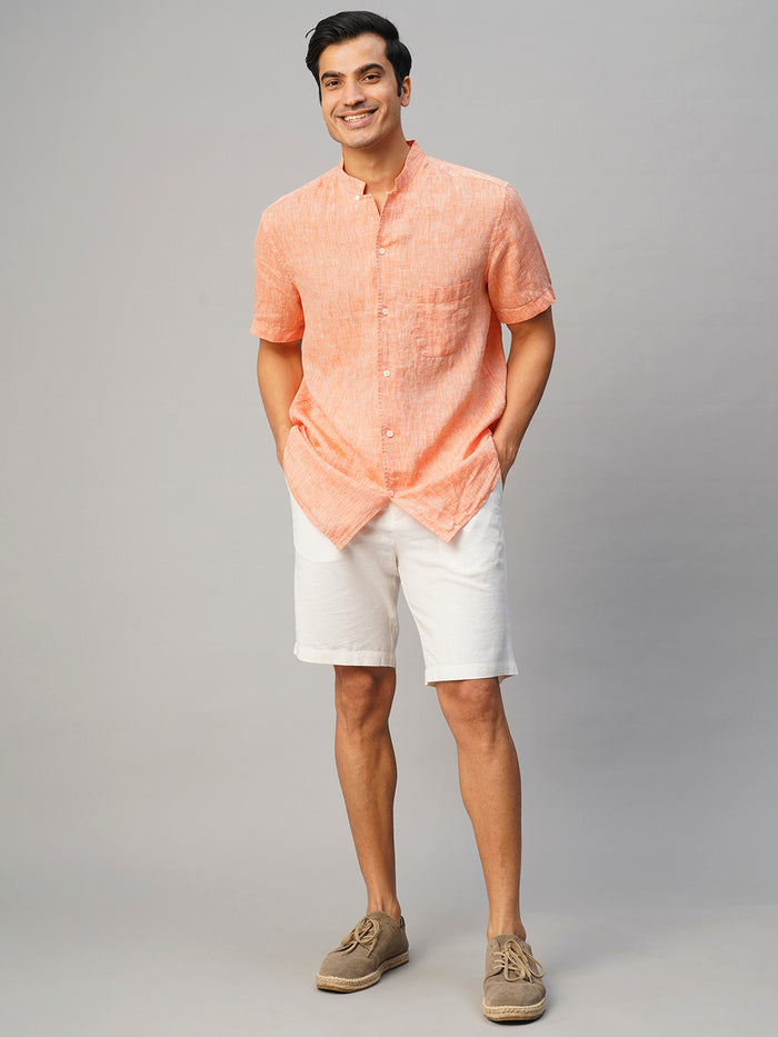 Men's Linen Viscose Regular Fit Shorts White