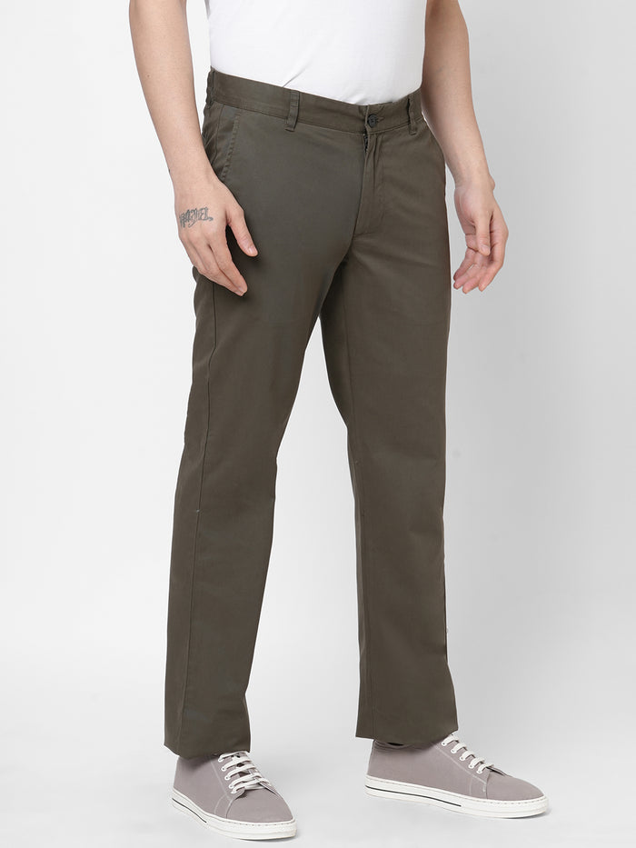 Men's Lycra Regular Fit Pant Cotton Olive