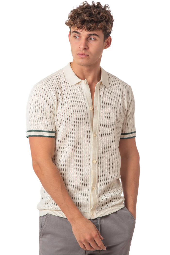 Men's Open-Knit Short Sleeve Polo