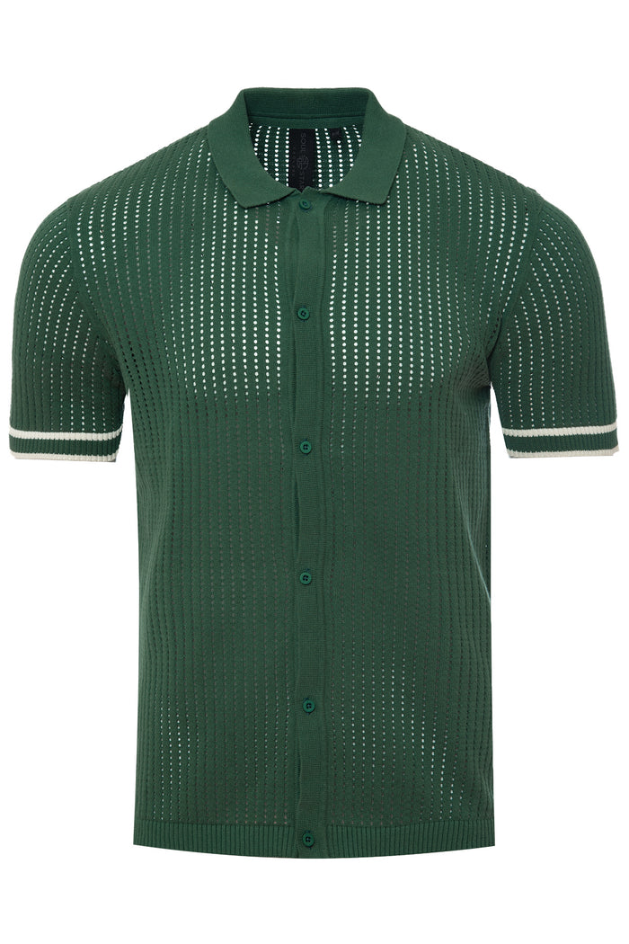 Men's Open-Knit Short Sleeve Polo