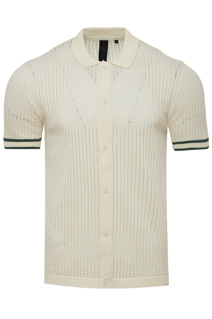 Men's Open-Knit Short Sleeve Polo