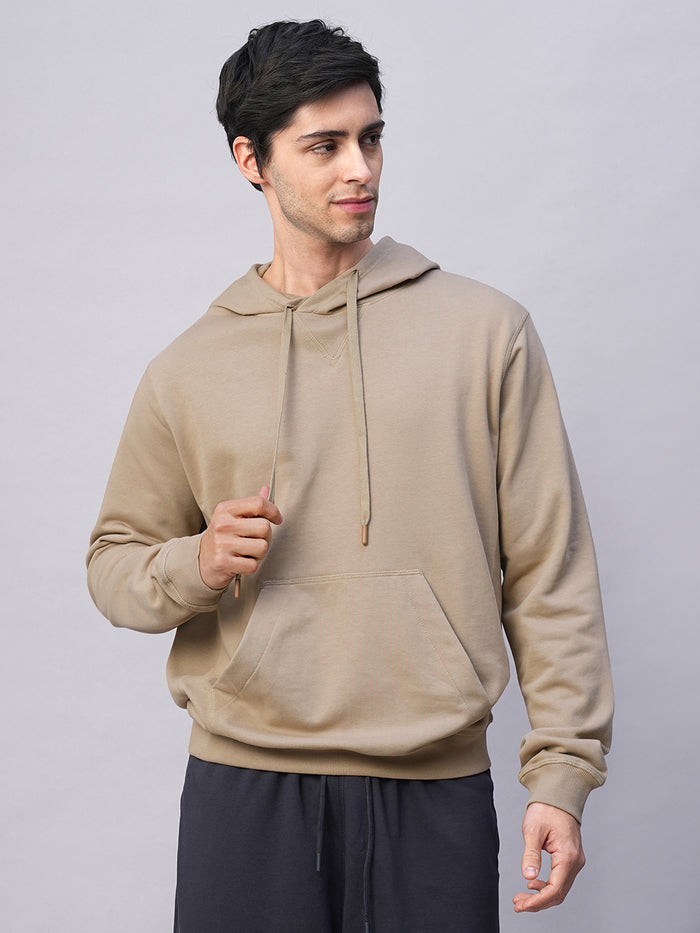 Men's Organic Cotton Regular Fit Hoodie Sweatshirt Khaki