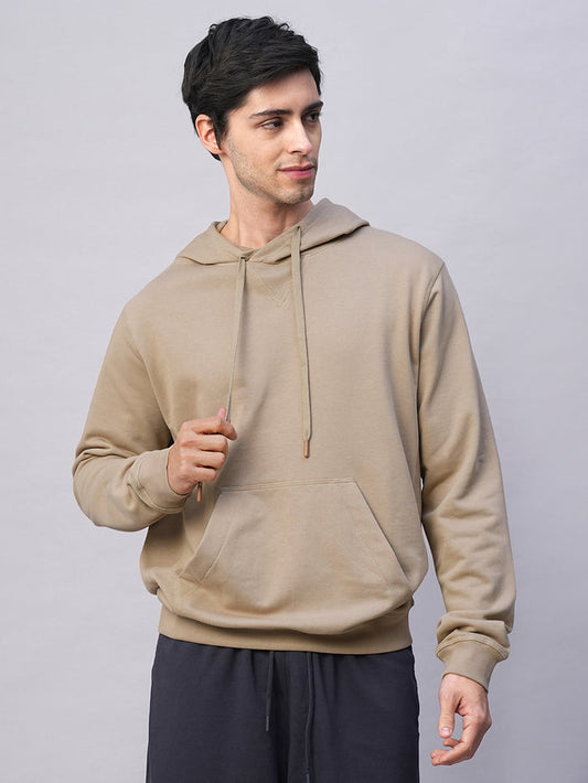 Men's Organic Cotton Regular Fit Hoodie Sweatshirt Khaki