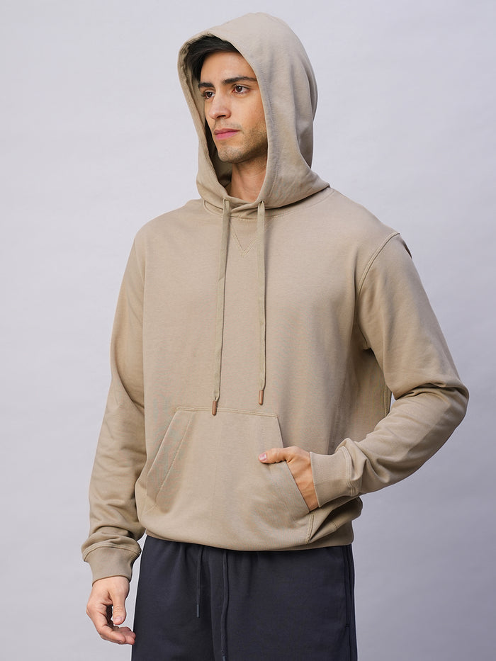 Men's Organic Cotton Regular Fit Hoodie Sweatshirt Khaki