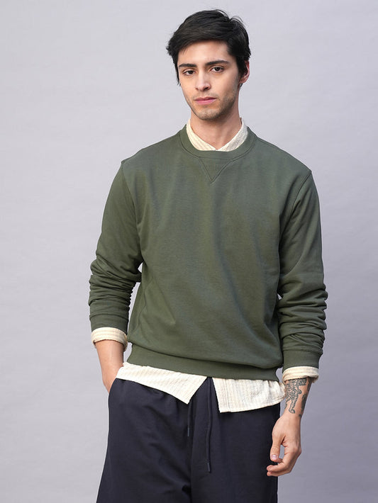 Men's Organic Cotton Regular Fit Sweatshirt Olive