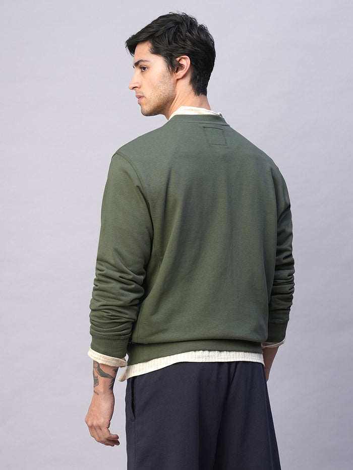 Men's Organic Cotton Regular Fit Sweatshirt Olive