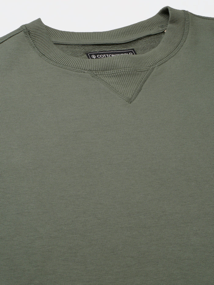 Men's Organic Cotton Regular Fit Sweatshirt Olive