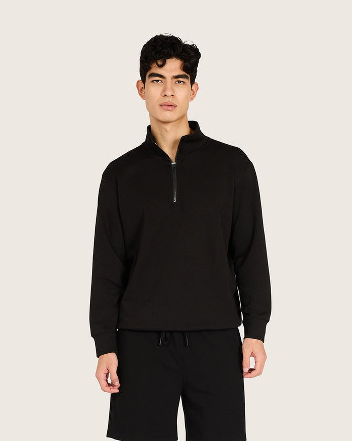 Men's Quarter Zip Sweater - Black